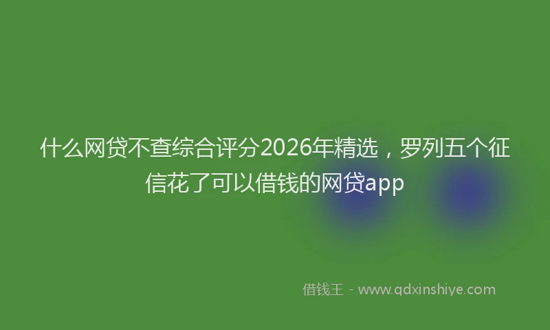 什么网贷不查综合评分2026年精选，罗列五个征信花了可以借钱的网贷app