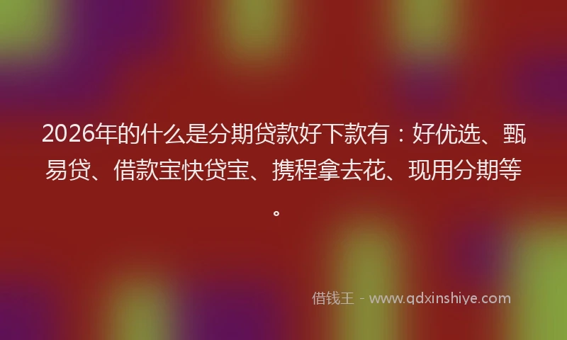 2026年的什么是分期贷款好下款有：好优选、甄易贷、借款宝快贷宝、携程拿去花、现用分期等。