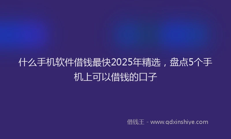 什么手机软件借钱最快2025年精选，盘点5个手机上可以借钱的口子
