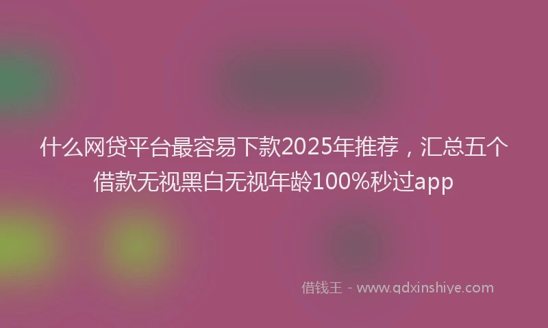 什么网贷平台最容易下款2025年推荐，汇总五个借款无视黑白无视年龄100%秒过app