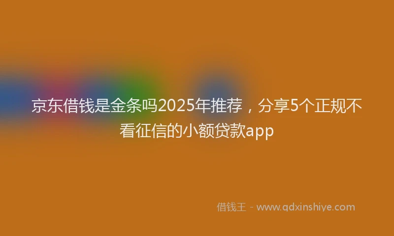 京东借钱是金条吗2025年推荐，分享5个正规不看征信的小额贷款app