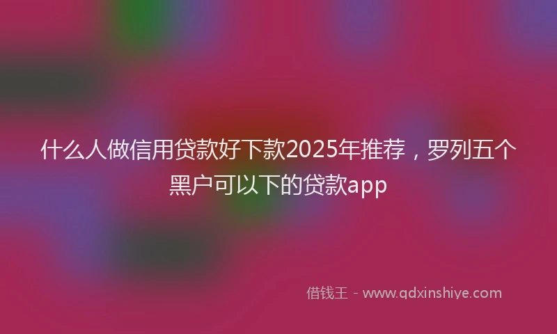 什么人做信用贷款好下款2025年推荐,罗列五个黑户可以下的贷款app