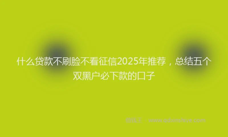 什么贷款不刷脸不看征信2025年推荐,总结五个双黑户必下款的口子