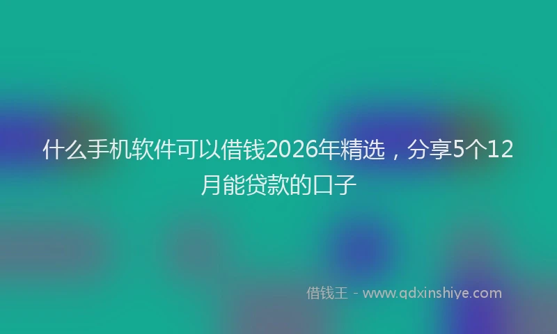 什么手机软件可以借钱2026年精选，分享5个12月能贷款的口子