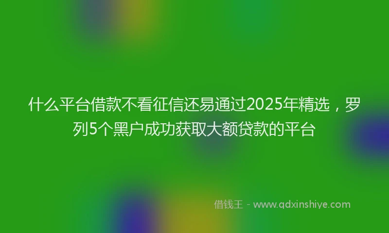 什么平台借款不看征信还易通过2025年精选，罗列5个黑户成功获取大额贷款的平台