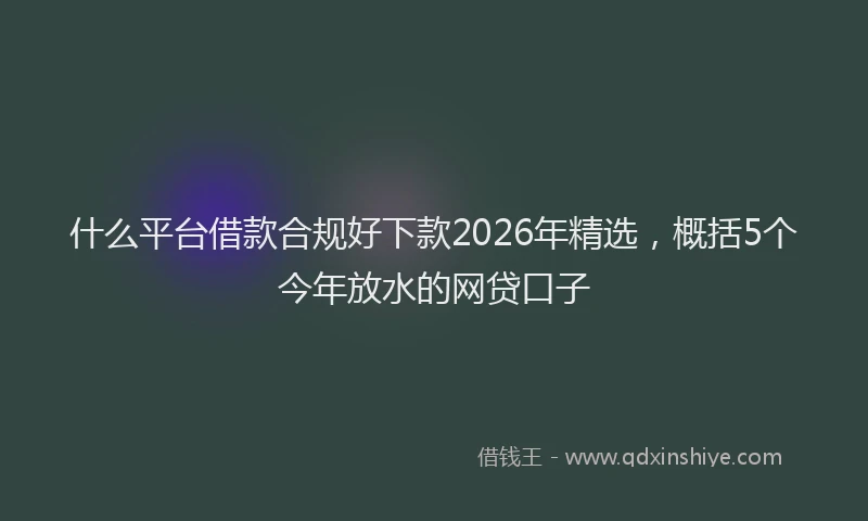 什么平台借款合规好下款2026年精选，概括5个今年放水的网贷口子