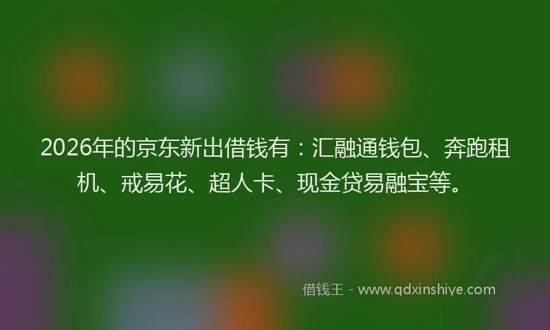 2026年的京东新出借钱有：汇融通钱包、奔跑租机、戒易花、超人卡、现金贷易融宝等。