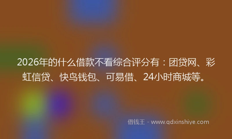 2026年的什么借款不看综合评分有:团贷网、彩虹信贷、快鸟钱包、可易借、24小时商城等。