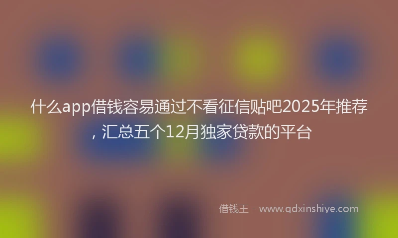 什么app借钱容易通过不看征信贴吧2025年推荐，汇总五个12月独家贷款的平台
