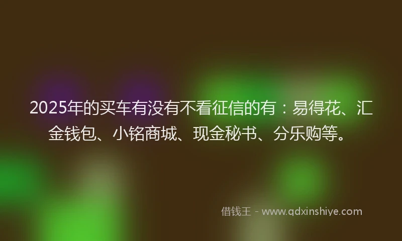 2025年的买车有没有不看征信的有：易得花、汇金钱包、小铭商城、现金秘书、分乐购等。