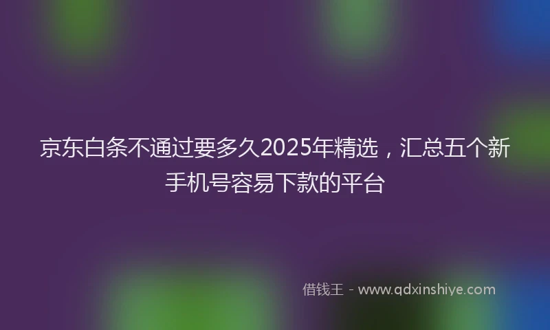 京东白条不通过要多久2025年精选，汇总五个新手机号容易下款的平台