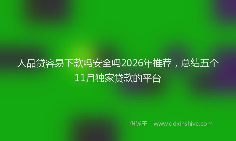 人品贷容易下款吗安全吗2026年推荐，总结五个11月独家贷款的平台