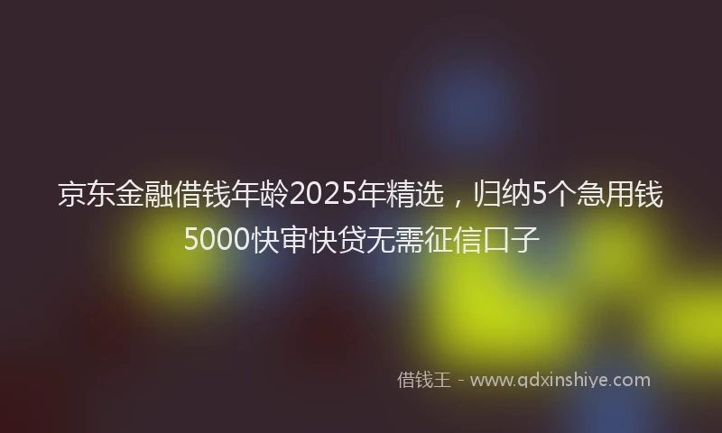 京东金融借钱年龄2025年精选,归纳5个急用钱5000快审快贷无需征信口子