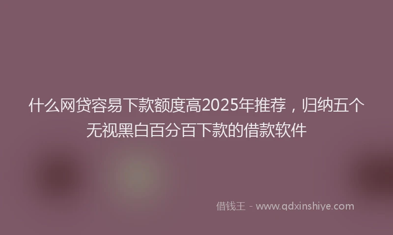 什么网贷容易下款额度高2025年推荐，归纳五个无视黑白百分百下款的借款软件
