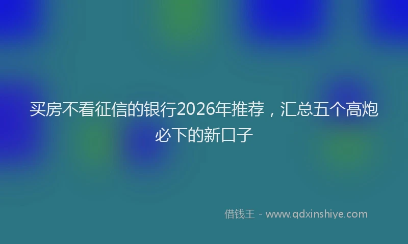 买房不看征信的银行2026年推荐，汇总五个高炮必下的新口子