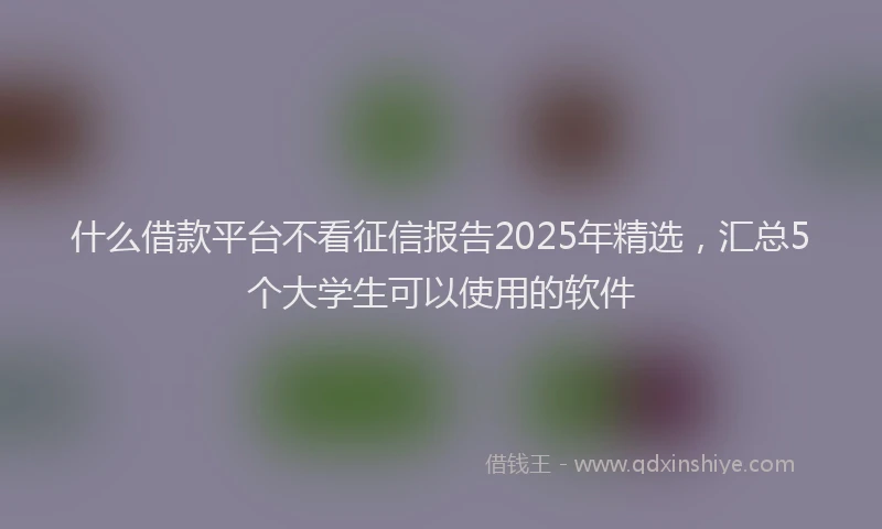 什么借款平台不看征信报告2025年精选，汇总5个大学生可以使用的软件