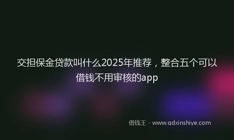 交担保金贷款叫什么2025年推荐，整合五个可以借钱不用审核的app