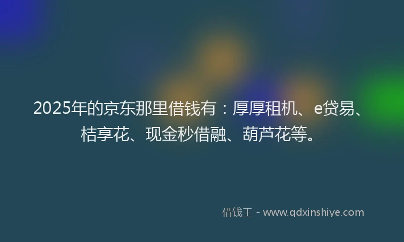 2025年的京东那里借钱有:厚厚租机、e贷易、桔享花、现金秒借融、葫芦花等。