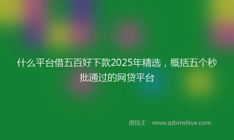 什么平台借五百好下款2025年精选，概括五个秒批通过的网贷平台