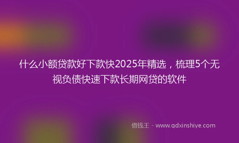 什么小额贷款好下款快2025年精选，梳理5个无视负债快速下款长期网贷的软件