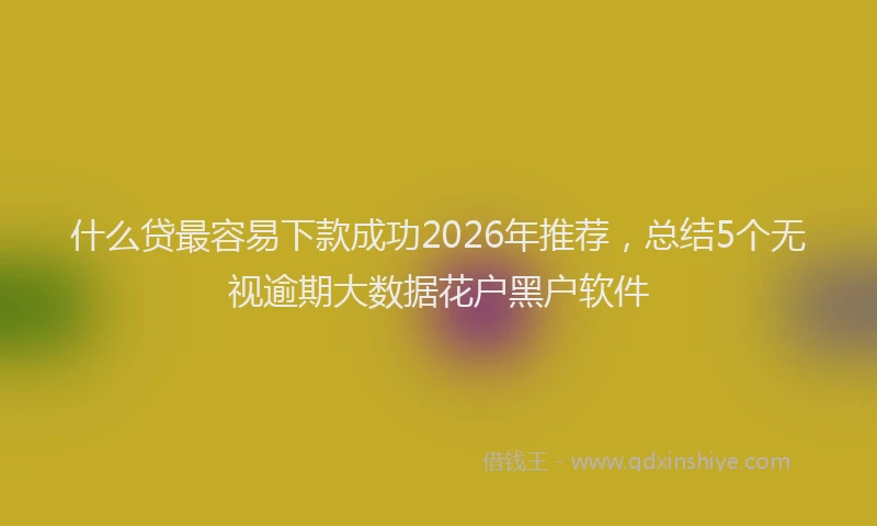 什么贷最容易下款成功2026年推荐，总结5个无视逾期大数据花户黑户软件
