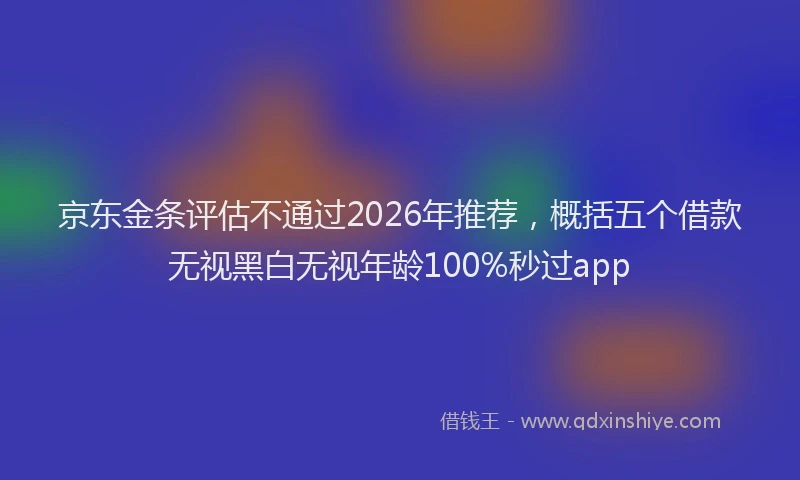 京东金条评估不通过2026年推荐，概括五个借款无视黑白无视年龄100%秒过app