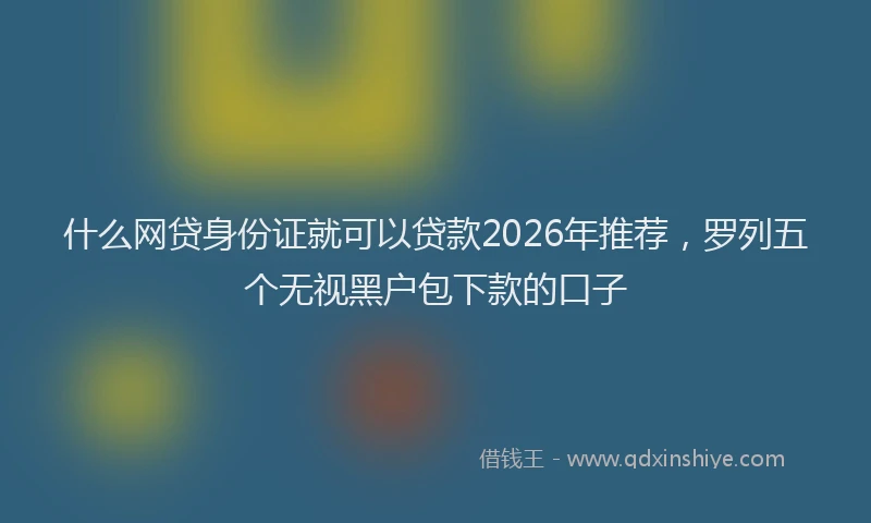 什么网贷身份证就可以贷款2026年推荐，罗列五个无视黑户包下款的口子