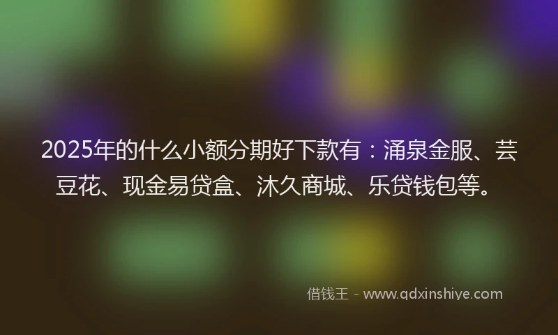 2025年的什么小额分期好下款有：涌泉金服、芸豆花、现金易贷盒、沐久商城、乐贷钱包等。