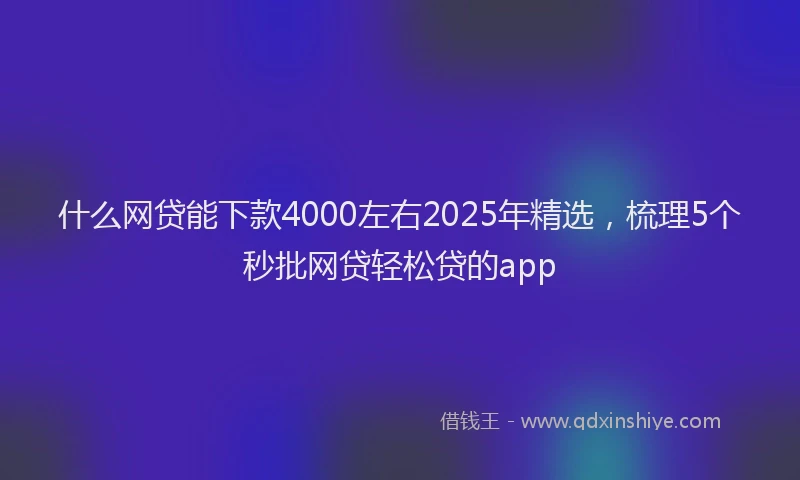 什么网贷能下款4000左右2025年精选，梳理5个秒批网贷轻松贷的app