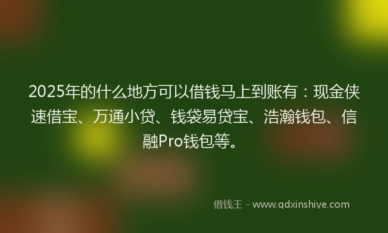 2025年的什么地方可以借钱马上到账有：现金侠速借宝、万通小贷、钱袋易贷宝、浩瀚钱包、信融Pro钱包等。