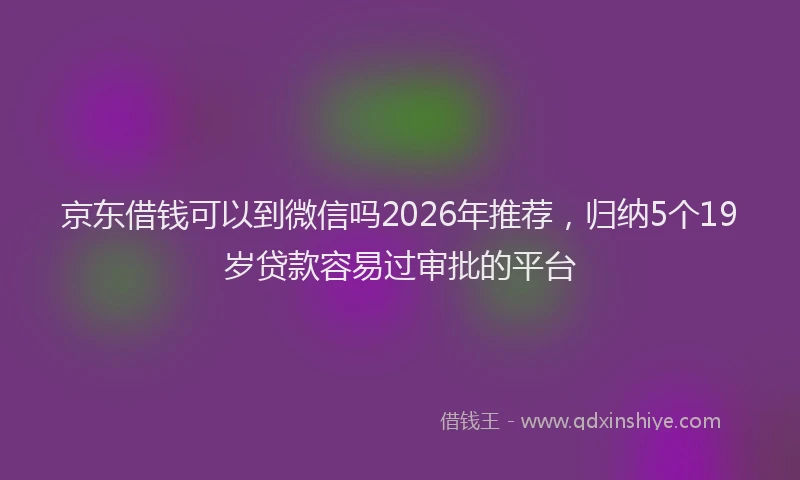 京东借钱可以到微信吗2026年推荐，归纳5个19岁贷款容易过审批的平台