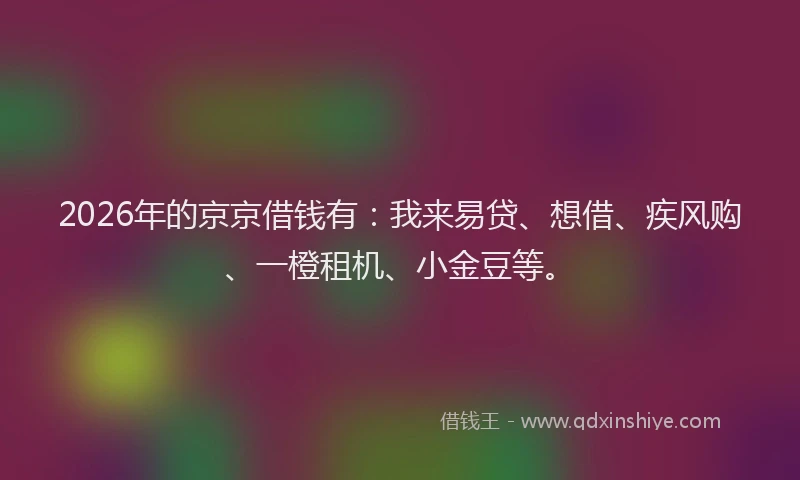 2026年的京京借钱有：我来易贷、想借、疾风购、一橙租机、小金豆等。