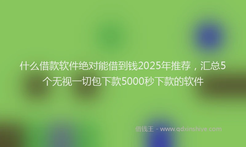 什么借款软件绝对能借到钱2025年推荐，汇总5个无视一切包下款5000秒下款的软件
