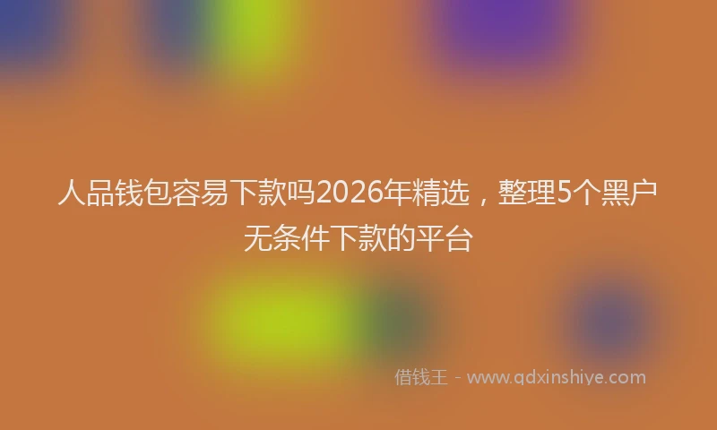 人品钱包容易下款吗2026年精选，整理5个黑户无条件下款的平台