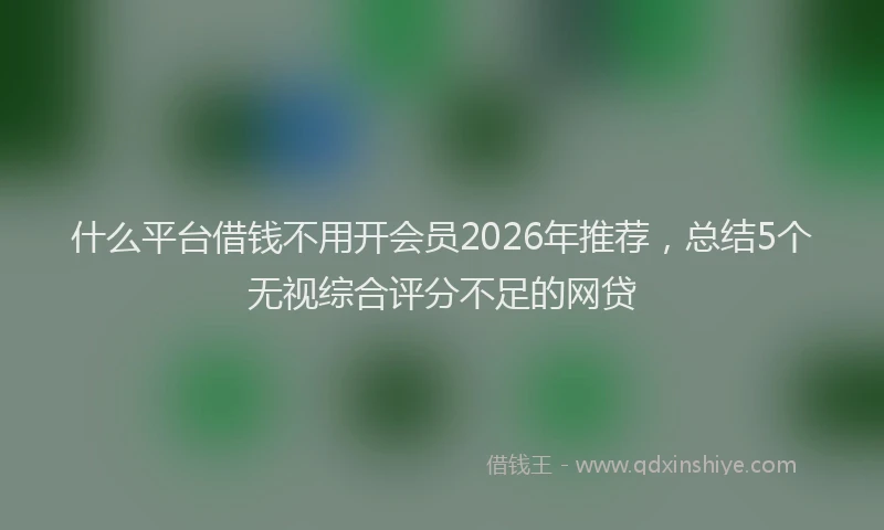 什么平台借钱不用开会员2026年推荐，总结5个无视综合评分不足的网贷