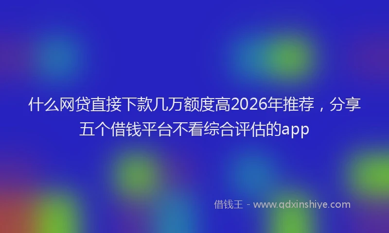 什么网贷直接下款几万额度高2026年推荐，分享五个借钱平台不看综合评估的app