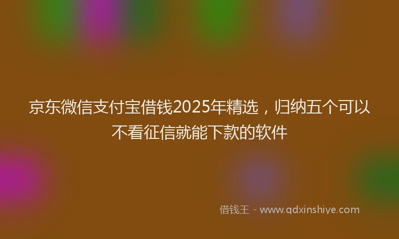 京东微信支付宝借钱2025年精选，归纳五个可以不看征信就能下款的软件