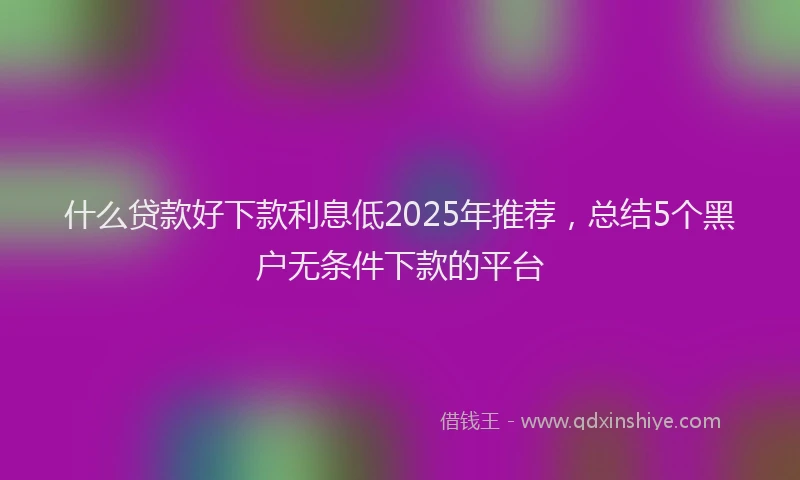 什么贷款好下款利息低2025年推荐，总结5个黑户无条件下款的平台