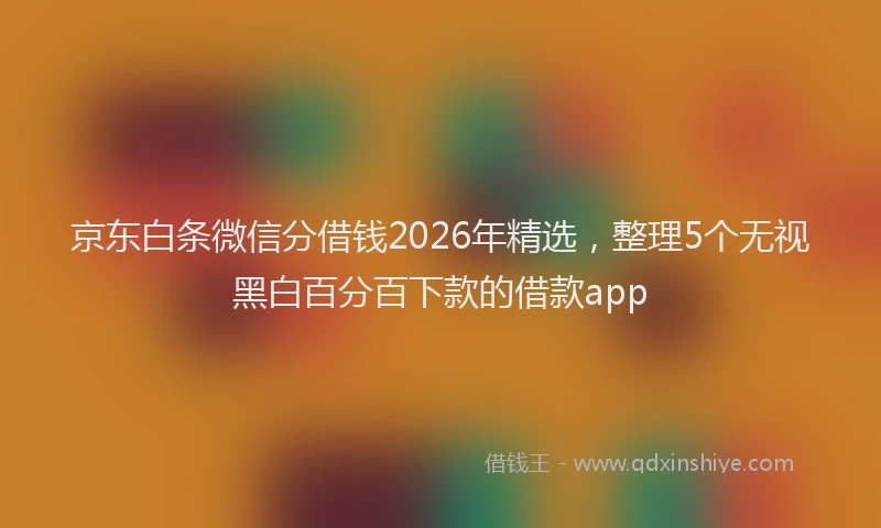 京东白条微信分借钱2026年精选，整理5个无视黑白百分百下款的借款app