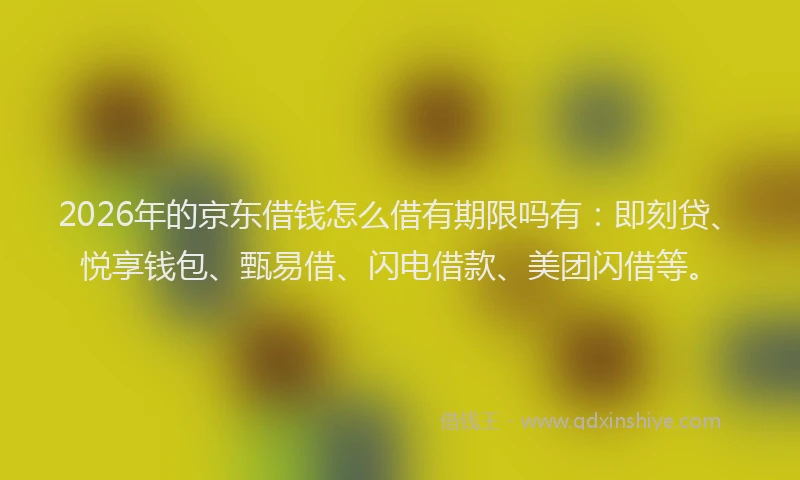 2026年的京东借钱怎么借有期限吗有：即刻贷、悦享钱包、甄易借、闪电借款、美团闪借等。