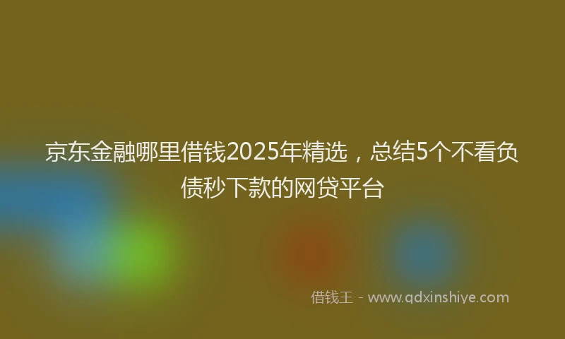 京东金融哪里借钱2025年精选，总结5个不看负债秒下款的网贷平台