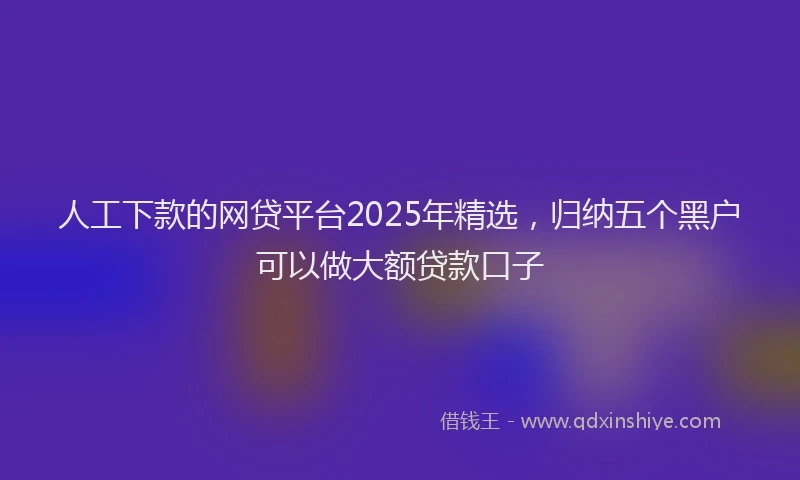 人工下款的网贷平台2025年精选，归纳五个黑户可以做大额贷款口子