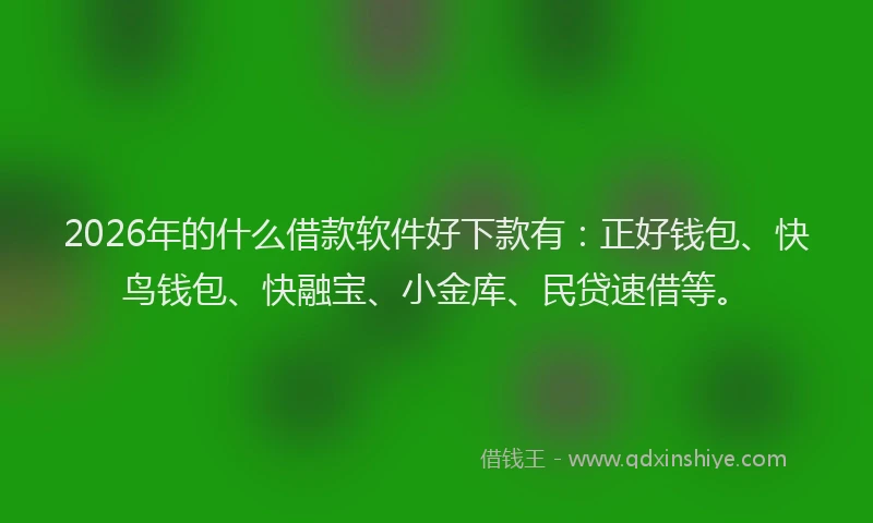 2026年的什么借款软件好下款有:正好钱包、快鸟钱包、快融宝、小金库、民贷速借等。