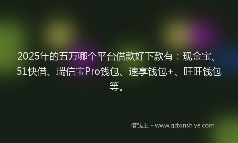 2025年的五万哪个平台借款好下款有：现金宝、51快借、瑞信宝Pro钱包、速享钱包+、旺旺钱包等。
