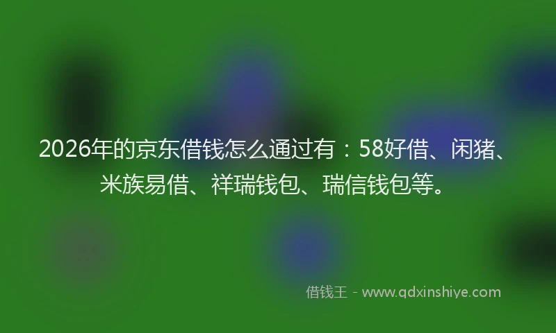 2026年的京东借钱怎么通过有：58好借、闲猪、米族易借、祥瑞钱包、瑞信钱包等。