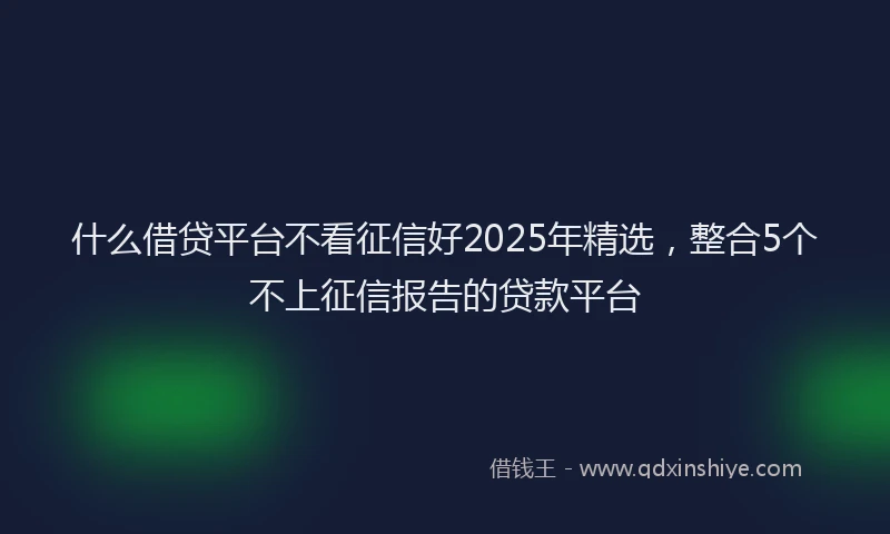 什么借贷平台不看征信好2025年精选，整合5个不上征信报告的贷款平台