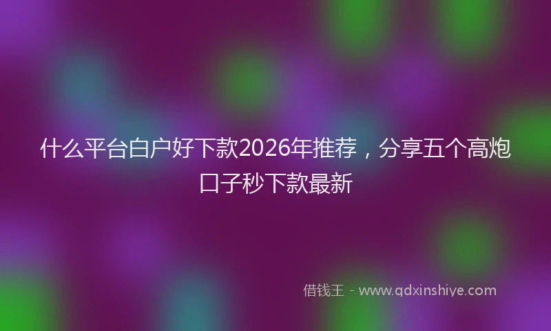 什么平台白户好下款2026年推荐，分享五个高炮口子秒下款最新