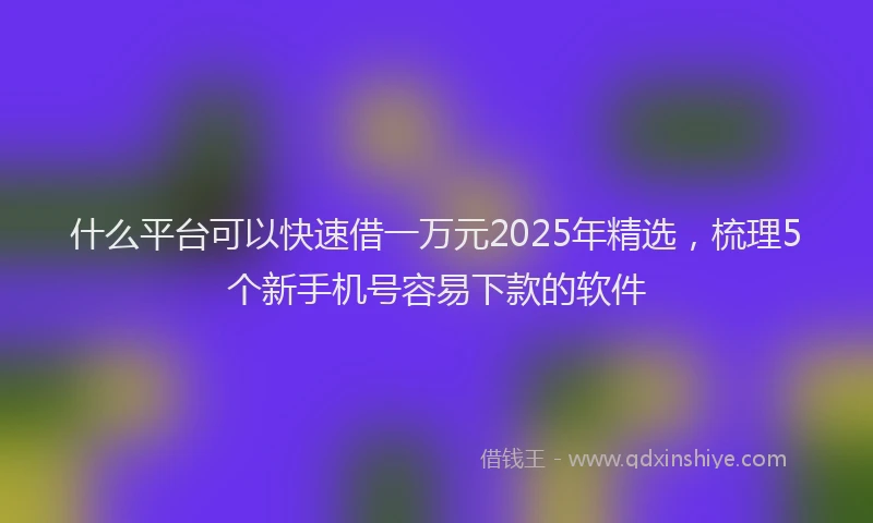 什么平台可以快速借一万元2025年精选，梳理5个新手机号容易下款的软件