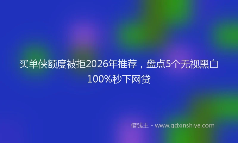 买单侠额度被拒2026年推荐，盘点5个无视黑白100%秒下网贷