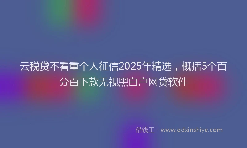 云税贷不看重个人征信2025年精选，概括5个百分百下款无视黑白户网贷软件
